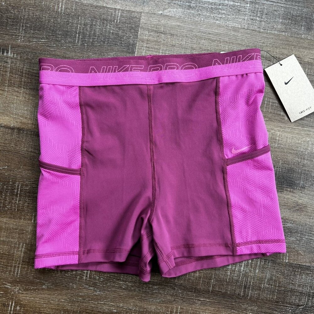 Nike Pro Shorts Training 2XL Womens Dri Fit High Rise 3" Pink $40